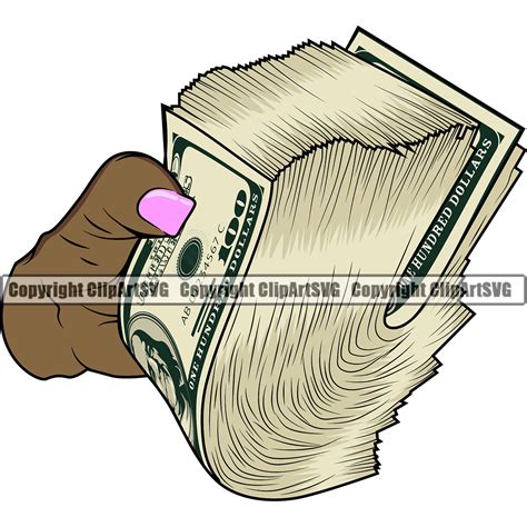 Black Hand Woman Holding Money Knot Stack 100 Hundred Dollar Etsy