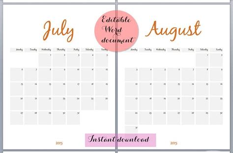 24 Best Editable Calendar Templates And 2018 Designs Free And Premium