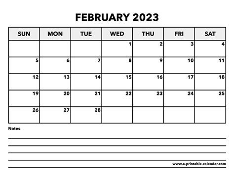 Calendar February 2023 A Printable Calendar
