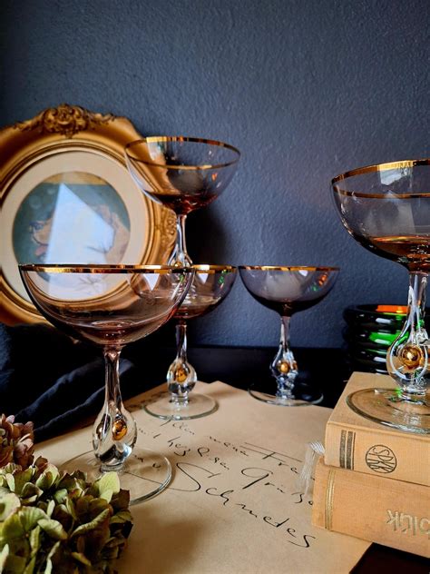 Coupe Champagne Glasses Set Of 6pcs Jozef Stanik Art Deco Zlata Zuzana Etsy
