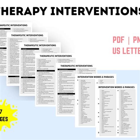 Therapy Interventions List Clinical Terms Cheat Sheet Etsy Australia