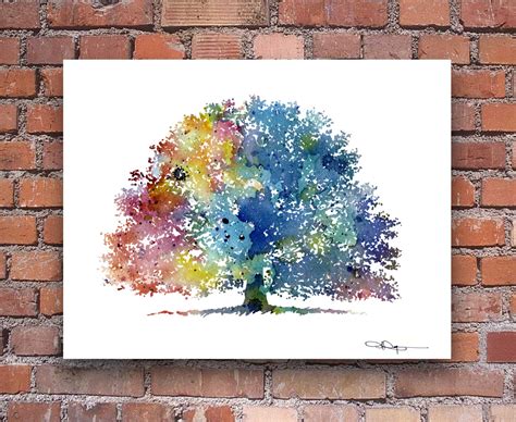 Oak Tree Art Print Abstract Watercolor Painting Wall Decor Etsy
