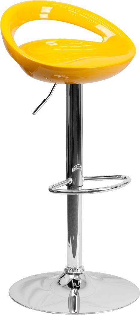 Arley Yellow Adjustable Swivel Barstool In 2021 Chrome Bar Stools