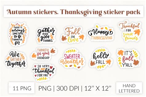 Autumn Fall Stickers Thanksgiving Harvest Sticker Pack By