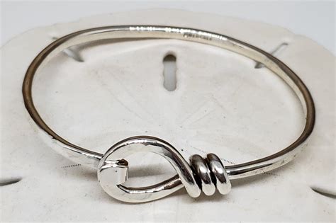 Sterling Silver Hook And Loop Bracelet Hand Made Hammered Etsy