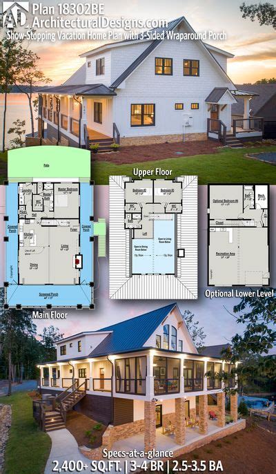 Two Story House Plans With Open Floor Plan And Attached Porches Are