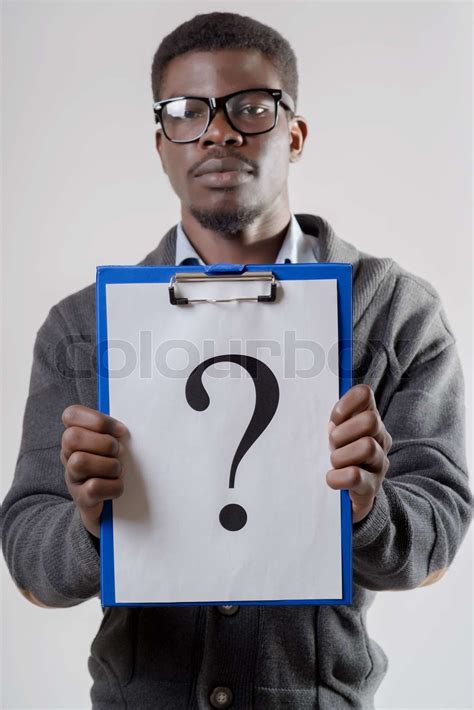 Man Holding A Question Mark Stock Image Colourbox