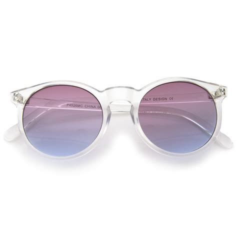 modern translucent frame gradient color lens round horn rimmed sunglasses 49mm horn rimmed