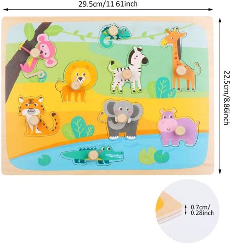 Ekkong Wooden Peg Puzzles For Toddlers 1 4 Years Old Plug In Animal