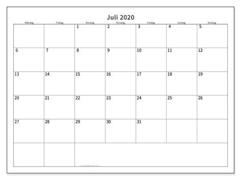 Kalender Juli 2020 Zum Ausdrucken Mit Notizen Calendar