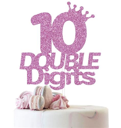 Double Digits 10th Birthday Cake Topper Cheer To 10th Years 10 And