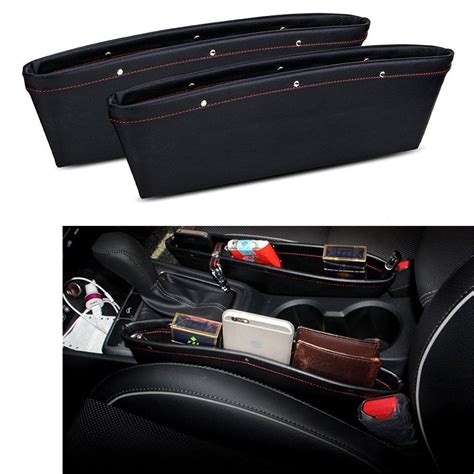 2 Set Pu Leather Car Pocket Organizer Seat Console Gap Filler Side