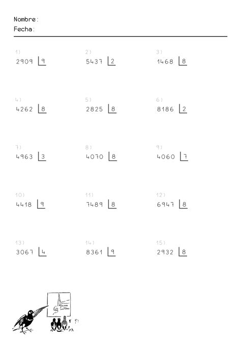Hojas De Ejercicios De Divisiones Para Imprimir