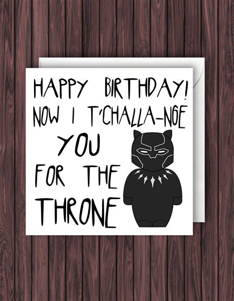 Birthday greeting card features red foil accents with embossed details. Black Panther Birthday Card. T'Challa Birthday Card. Marvel Birthday Card. Avengers Birthday ...