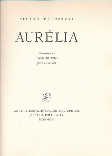 Aurélia By Nerval Gérard De Fini Léonor 1960 Librairie Gil Artgil Sarl