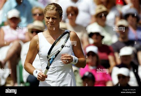Belgiums Kim Clijsters Reacts As She Plays Belgiums Justine Henin