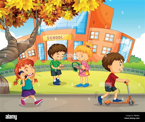 School Yard Stock Vector Images Alamy