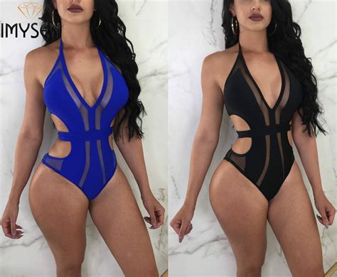 Imysen 2018 Summer Sexy Bodysuit Beachwear Halter Backless Bodysuits