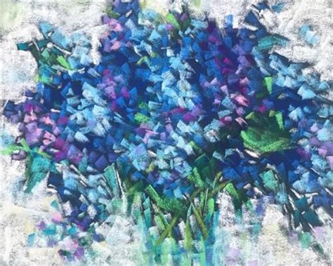Daily Paintworks Blue Hydrangea Original Fine Art For Sale