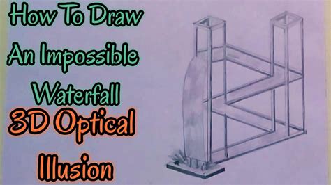 How To Draw The Impossible Waterfall 3d Optical Illusion Step By Step