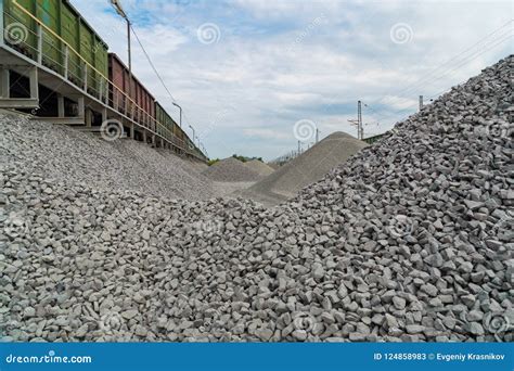 Railway Transportation Of Crushed Stone By Rail Unloading Railway