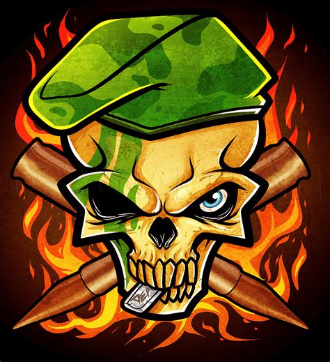 How To Draw An Army Skull Army Tattoo Step By Step Drawing Guide By