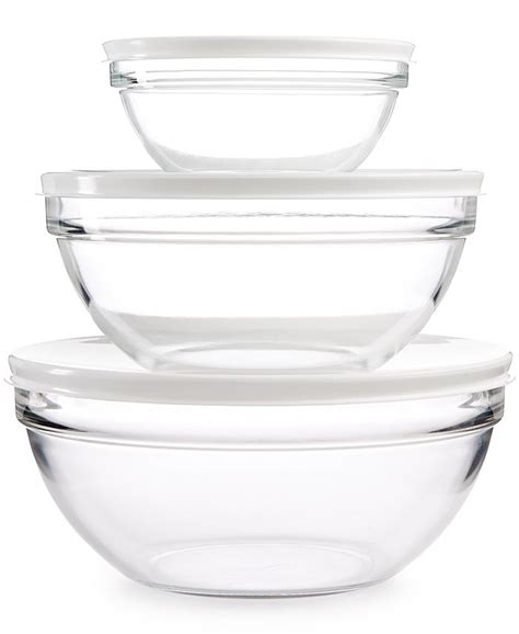 Martha Stewart Collection Closeout 3 Pc Set Of Glass Bowls With Lids
