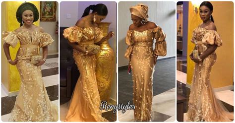 Gorgeous Gold Lace Asoebi Dresses 2022 Reny Styles