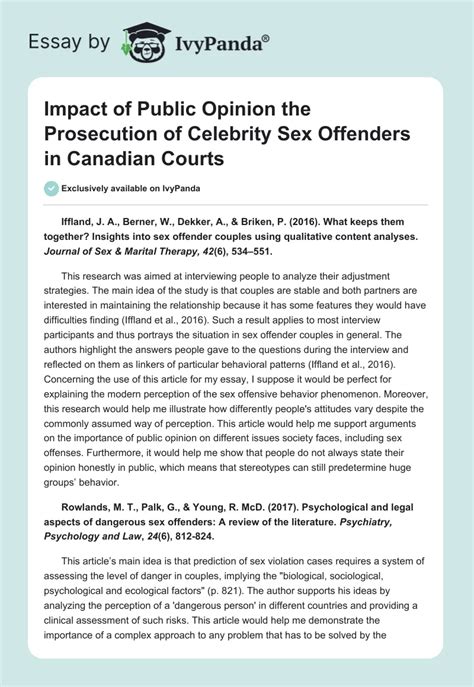 Impact Of Public Opinion The Prosecution Of Celebrity Sex Offenders In