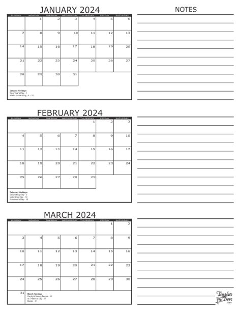 December 2024 Calendar Printable For 3 Month Calendar Template 2024