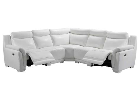 Sectional Sofa Top Grain Leather Recliners Power White Ef 931 4 
