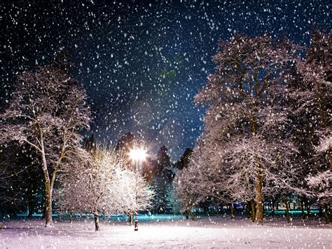 Download Snowy Night Background Hd Wallpaper By Benjaminz Winter
