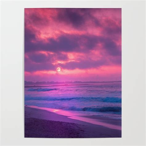 Beautiful Pink And Purple Beach Sunset Poster By Newburyboutique Society6