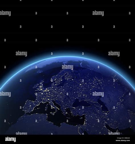Europe Night View Maps From Nasa Imagery 3d Rendering Stock Photo Alamy