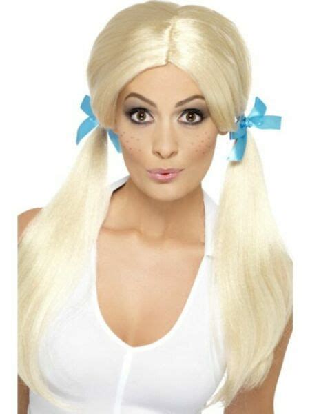 Smiffys Sassy Schoolgirl Blonde Pigtails Wig White 43275 For Sale