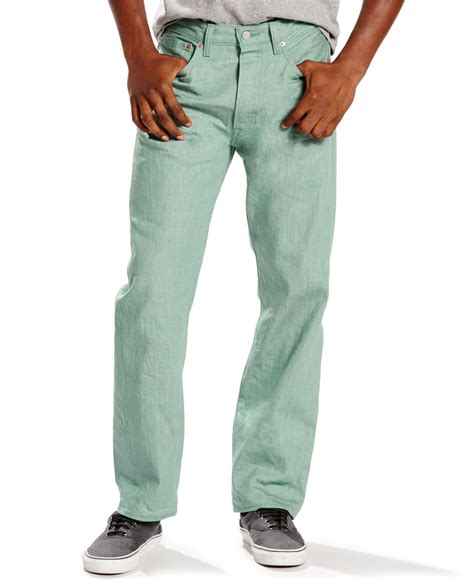 Levis Denim ® Mens 501 Original Shrink To Fit Jeans In Green For Men