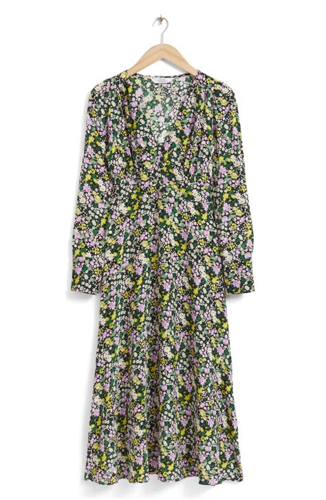 and other stories floral long sleeve midi dress nordstrom