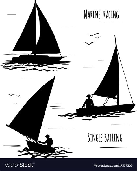 Sailing Silhouette On White Background Royalty Free Vector