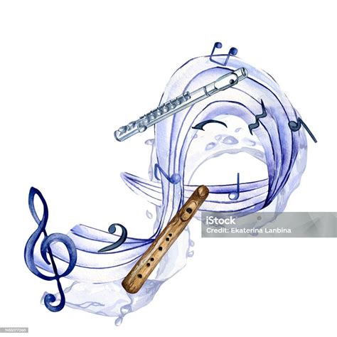 Symboles Musicaux Et Illustration Aquarelle Dinstrument De Musique