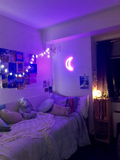 Purple Dorm Rooms, Purple Bedrooms, College Dorm Room Decor, Dorm Room