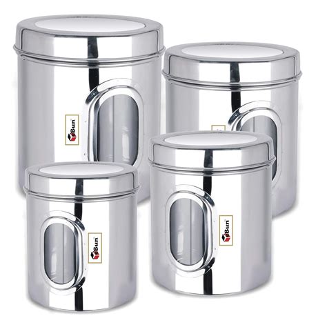 buy ebun heavy gauge stainless steel see through containers for kitchen storage airtight and