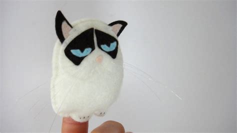 Easy To Sew Felt Pdf Pattern Diy Grumpy Cat Finger Puppet Etsy