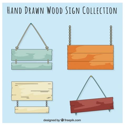 Free Vector | Wooden signs hand drawn