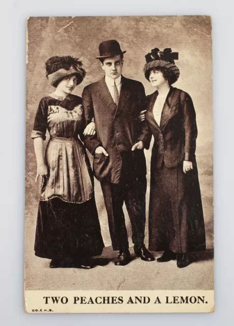 vintage threesome threes a crowd postcard 1900s two peaches and a lemon 13 99 picclick