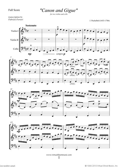 Easy Canon In D Cello Sheet Music Johann Pachelbel Canon In D Sheet Music Download Pdf Score