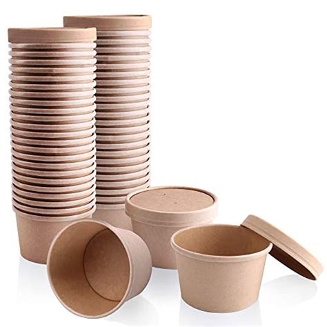 50 Pack 12 Oz Kraft Eco Friendly Compostable Paper Food Cup With