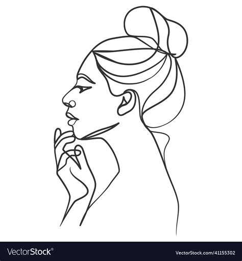 Continuous Line Drawing Of Woman Face One Line Vector Image