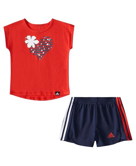 Adidas Baby Girls Graphic T Shirt And Mesh Shorts 2 Piece Set Macys