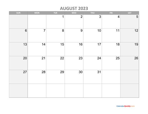 August Calendar 2023 With Holidays Calendar Quickly