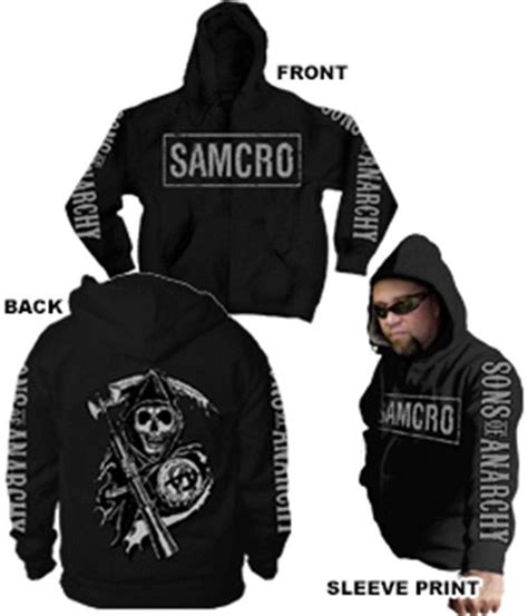 Sons Of Anarchy Samcro Logo 4 Print Adult Zip Up Hoodie Sweatshirt